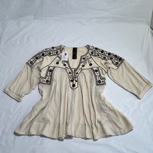 Embroidered Cream Women's Top